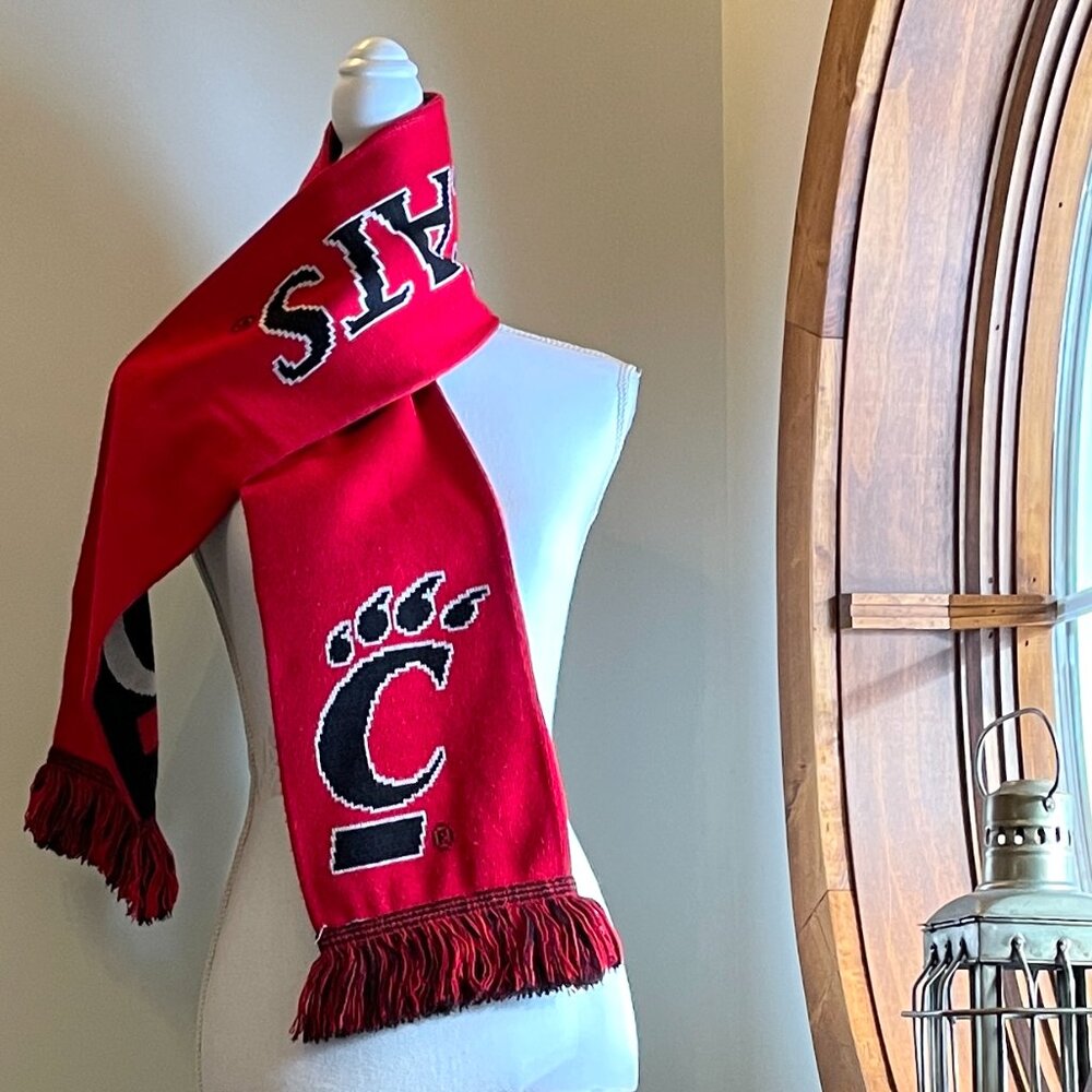 "BEARCATS" Univ. of Cincinnati Mascot Scarf-Sports Team Fan Scarf, adidas Brand